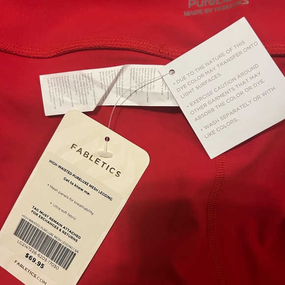 High-wasted Cherry Red Leggings Pureluxe Mesh Fabletics NWT - Picture 6 of 8